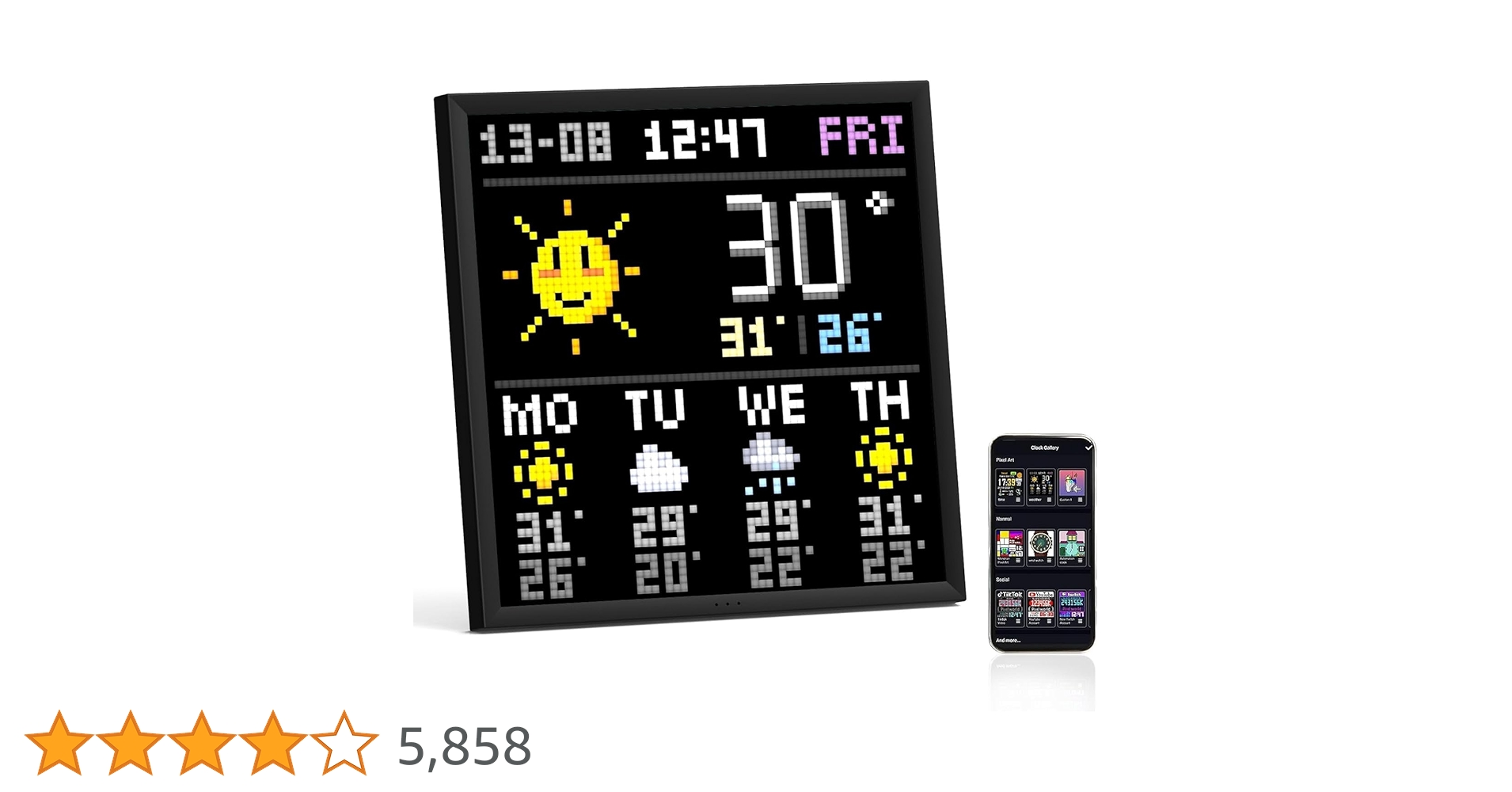 Divoom Pixoo 64 LEDピクセルディスプレイ Divoom Pixoo-64 | WiFi Pixel Cloud Digital Frame | 64 X 64