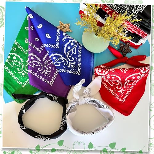 ILHSTY 32 Pcs Women Men Paisley Bandanas Bulk Unisex Cowboy Bandanas Head Scarf Necktie Face Cover Party Supplies (32, Blue) - Thumbnail 6