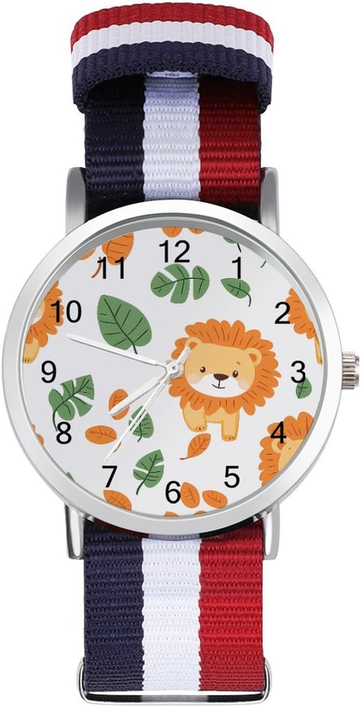 Cute Lions Pattern Funny Wrist Watches for Men Women Fashion Graphic Watch for Work Workout