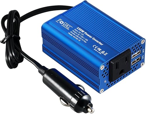 Inversor de potencia para automóvil de Foval, de 12 V CC a 110 V AC, con cargador USB doble, Azul