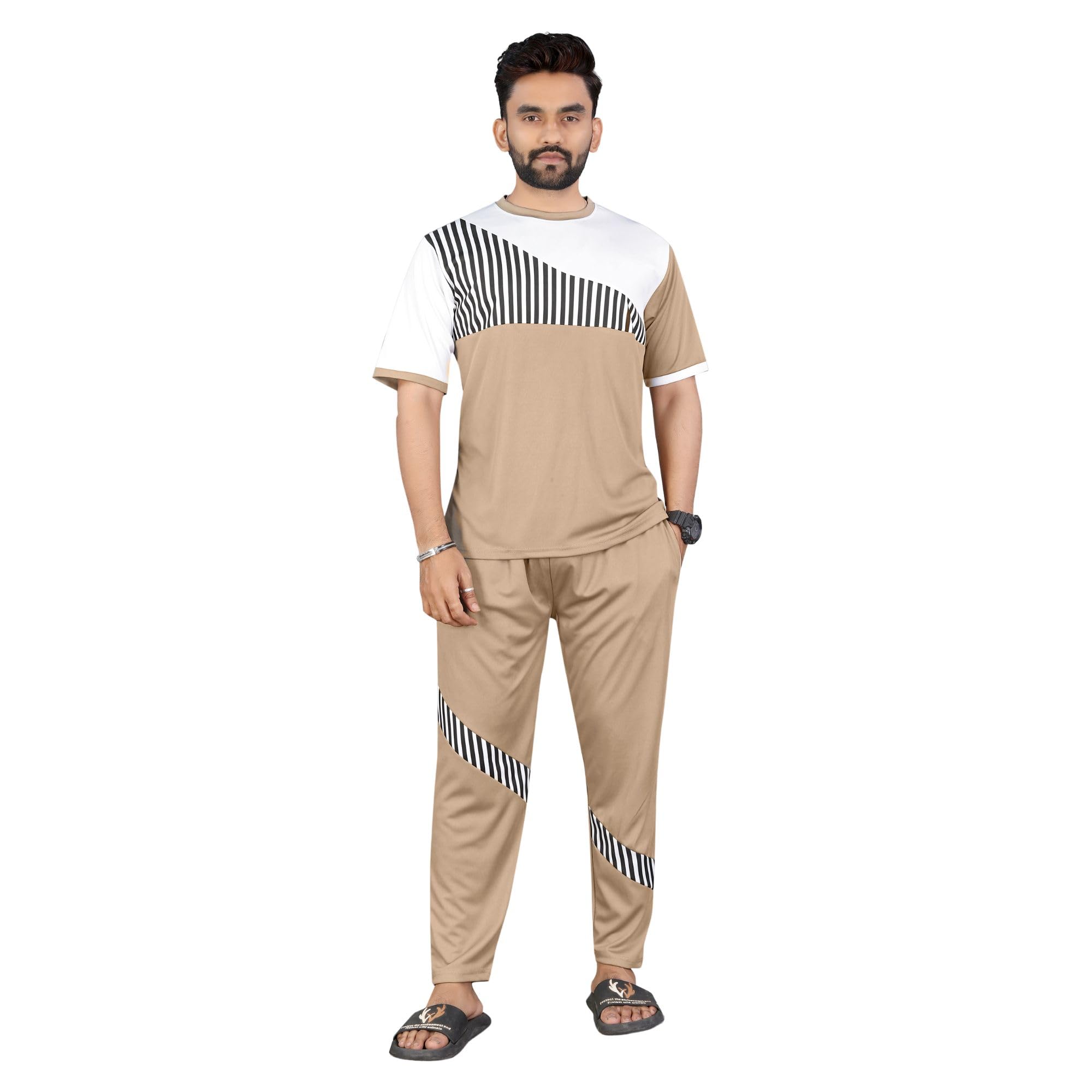 incoza Track Set for Casual and Sports Activity | Cotton Blend Fabric |Soft Texture | Regular Fit Half Sleeve Round Neck Top & Track Pants-picture-52
