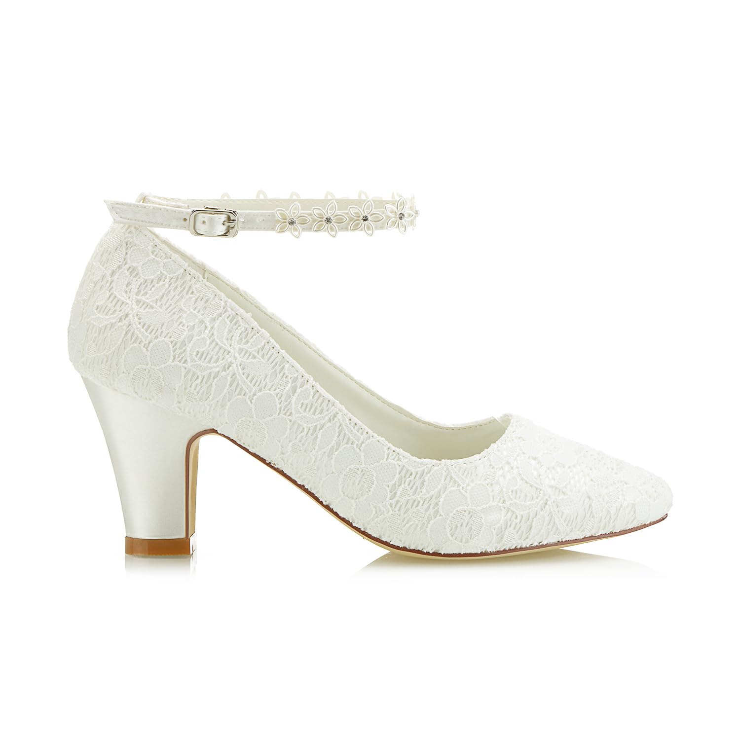 Zapatos de Novia JIAJIA 62311A Tacón Grueso 7cm Satén Flores Boda
