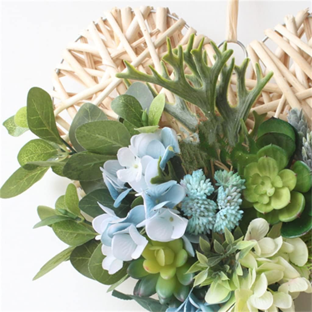 Imitation Flower Set Rattan Rattan Circle Heart Shaped Door Decoration(E)