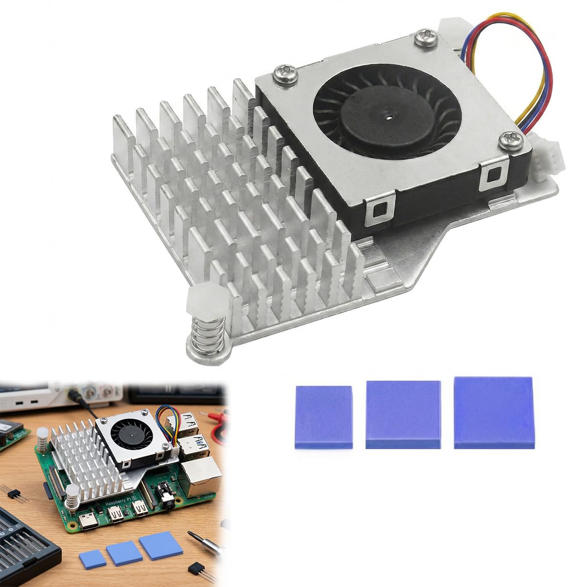 Zolara Active Cooler Raspberry Pi 5 Dissipateur Thermique avec Ventilateur PWM 5V 100mA, Radiateur Aluminium pour Ras-Pi 5 4GB 8GB 16GB, Refroidissement Actif Silencieux et Contrôle Automatique