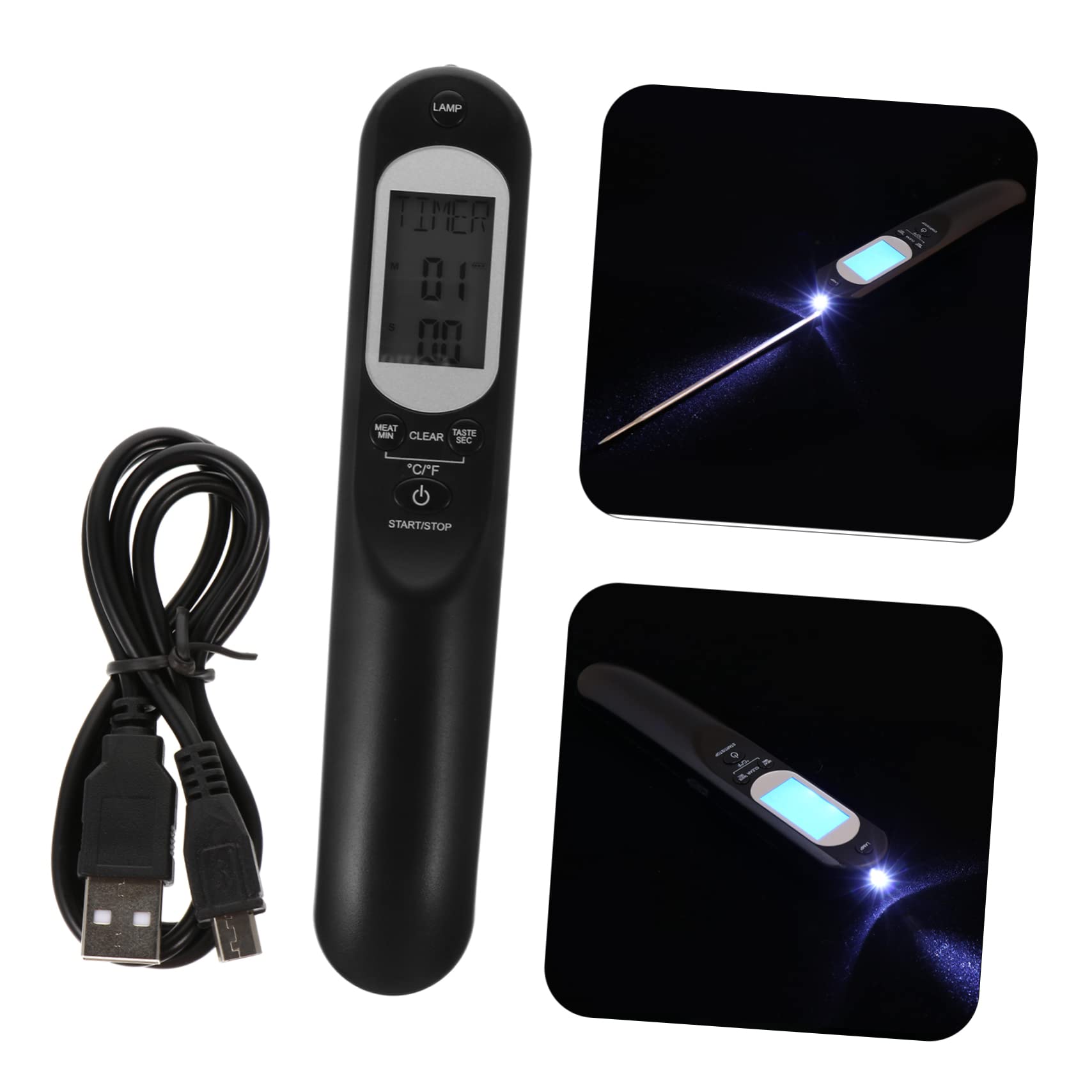 TOPBATHY Termómetro Digital Para Carne Cocina Barbacoa Medidor De Temperatura Alarma De Voz Usb