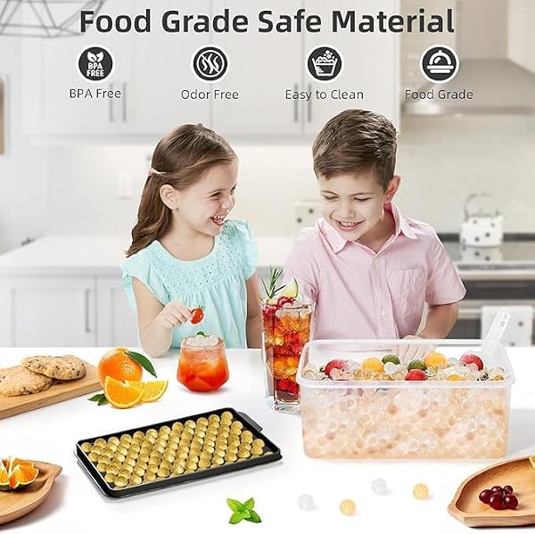 Oillase Mini Ice Cube Trays, Small Tiny Round Pebble Crushed Nugget Ice Trays for Freezer with Lid - Chilling Drinks Coffee Juice (Black) by Oillase - Used condition - Image 4