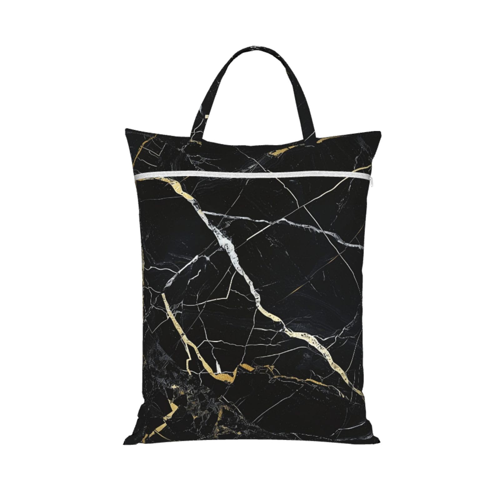 Large Travel Laundry Bags,Black Marble Print with Handle Foldable Laundry Bag for Holidays Gym Swimming and Family Trips, 1Pcs