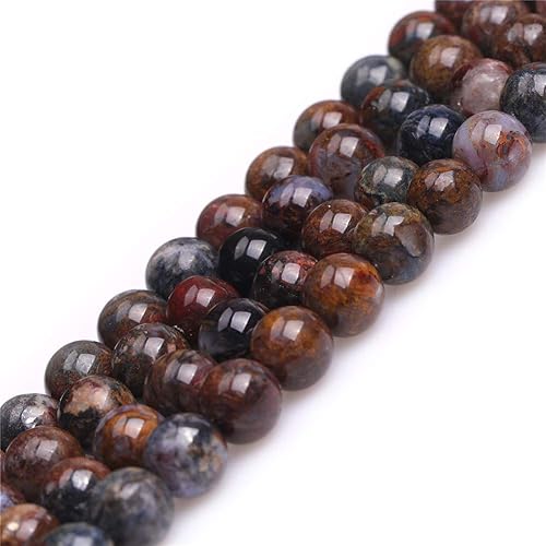 JOE FOREMAN Pietersita natural de grado AA de 0.315 pulgadas, piedras semipreciosas, cuentas redondas de chakras marrones para hacer joyas,