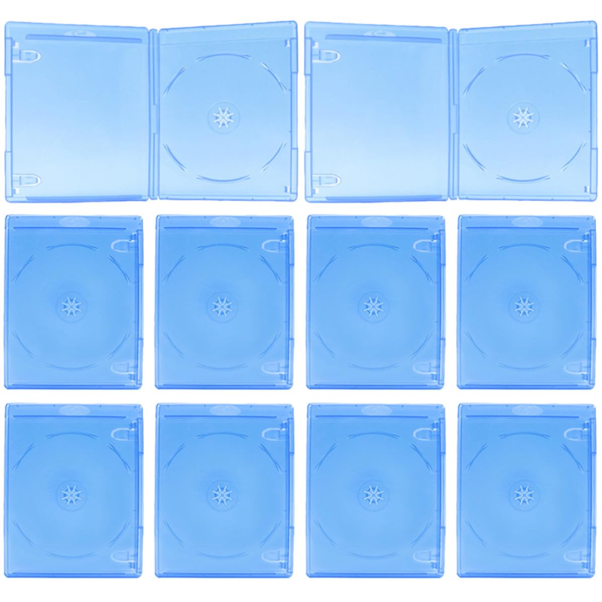 Cajas de plástico azul Galpada con clips anticaída que protegen discos CD y DVD delicados