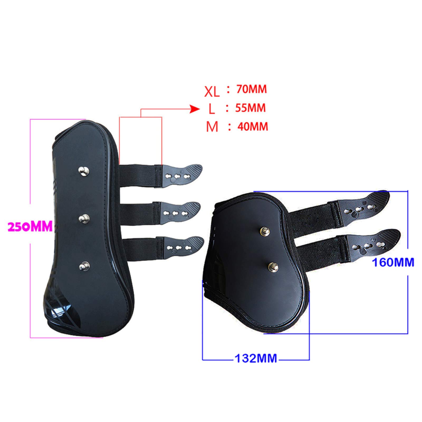 WINNG Protectores para Caballos 4 Unids Caballo Equitación Amortiguador Show Salto Pierna Protección Ecuestre Deportes Tendón Y Fetlock Boots Set,Black-L