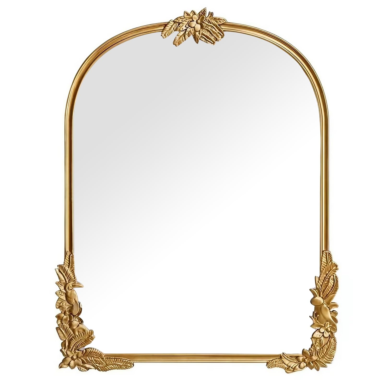 FGXHHS Arch Vintage Wall Mirror, Antique Gold with Hand Carved Frame, Ornate Vanity for Bedroom Living Room Hallway Entryway Hallway(60x80cm(24x32inch))
