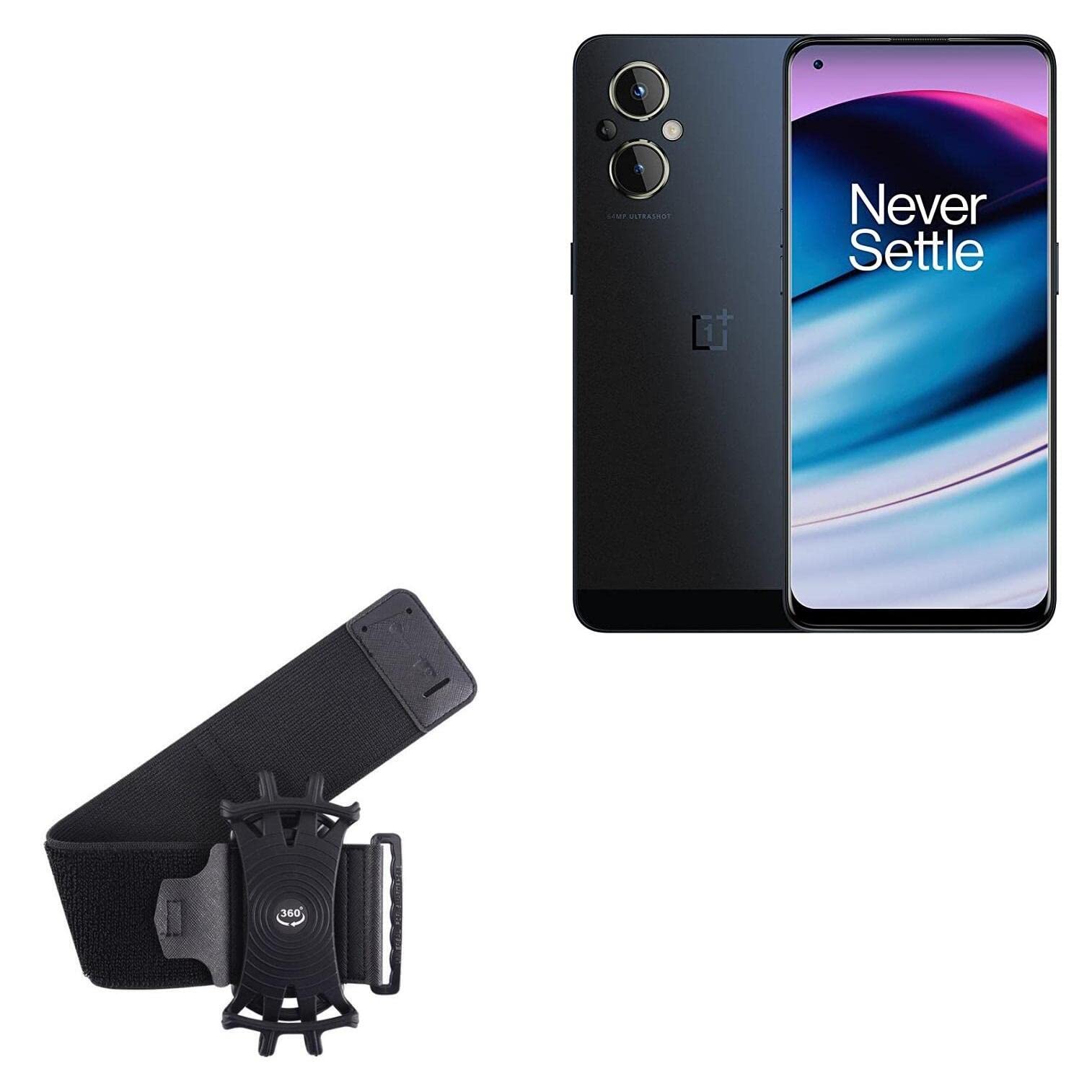 BoxWave Holster Compatible with OnePlus Nord N20 5G - ActiveStretch Sport Armband, Adjustable Armband for Workout and Running - Jet Black