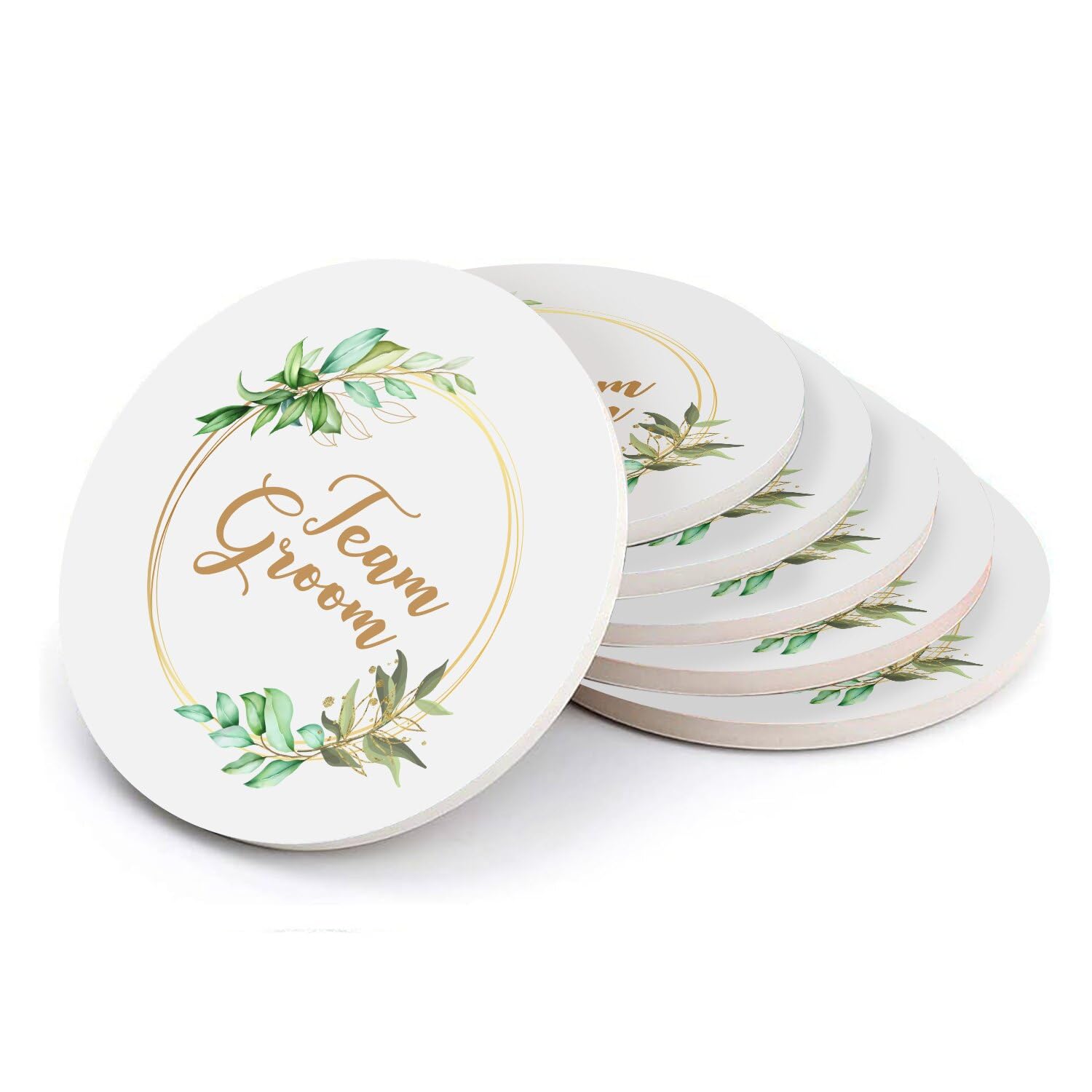 Sous verre ronds en céramique absorbante avec motif floral Team Groom