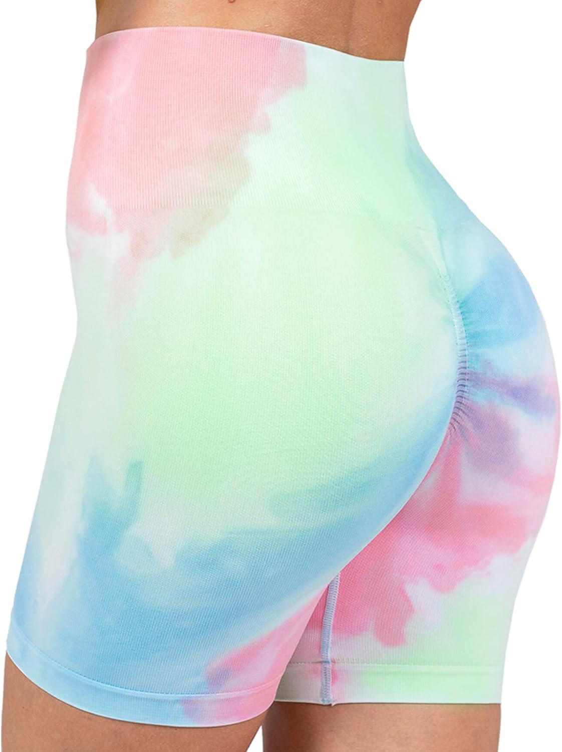 Women's High-Waisted Seamless Compression Biker Shorts - Tie Dye and Solid Ideal for Gym, Yoga, Running, and Fitness - Image 2