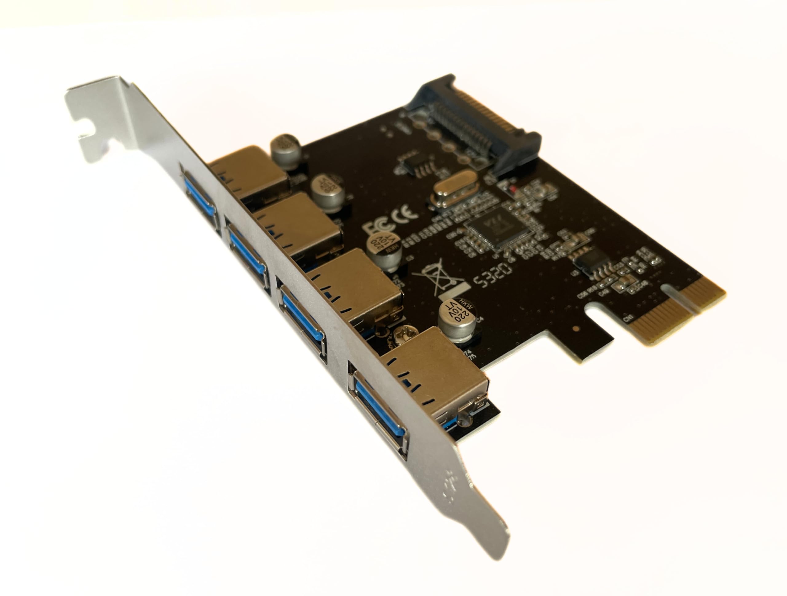 PCI Express Card 4 Port USB 3.0 with 5V 4-Pin Power Connector up to 5 Gbps Speed PCIe Card