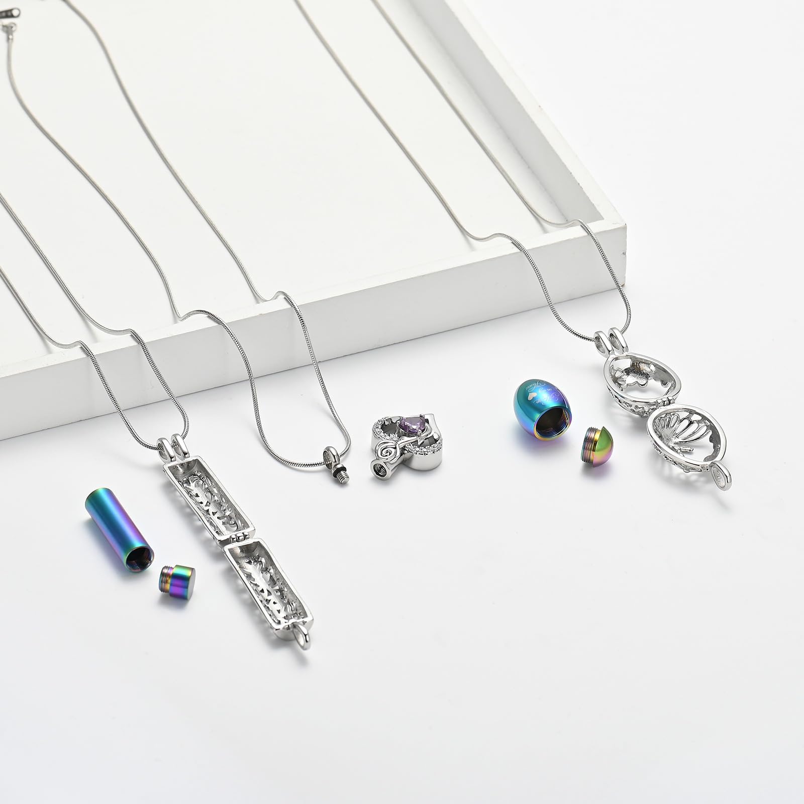 Set di collana con urna cilindrica con albero della vita per ceneri da donna, ciondolo commemorativo per contenere ceneri umane e animali domestici dei propri cari