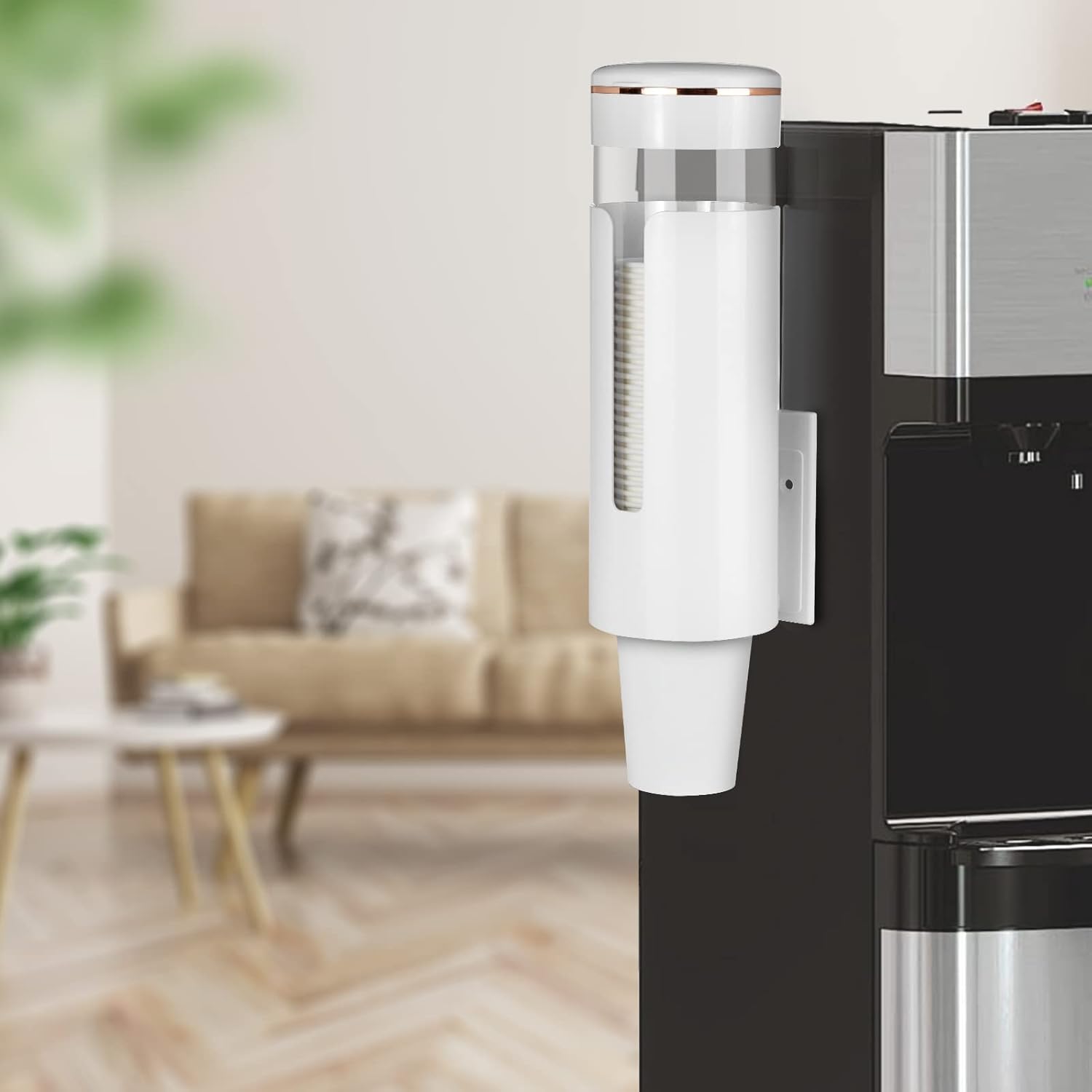 Cup Dispenser, Pull Type Water Cooler Cup Holder Fit 4oz-7oz Disposable Cups, Upgraded Wall Mounted Mouthwash Cup Dispenser for Bathroom Office Gym School (White)