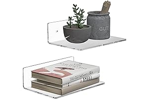 9 Inch Floating Shelves Clear - Space Saving Home Display Ledges