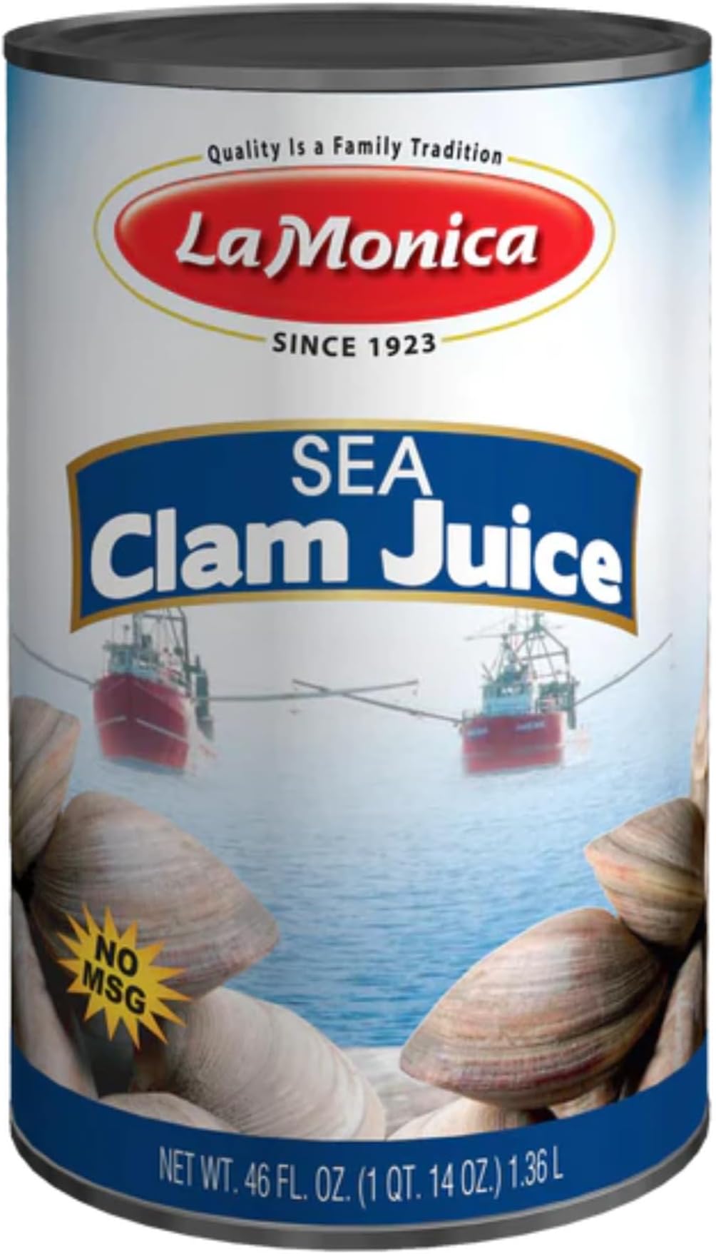 LaMonica Sea Clam Juice 46 oz – All-Natural Broth from Wild Caught Sea Clams – No MSG – Perfect for Chowders, Soups & Seafood Recipes