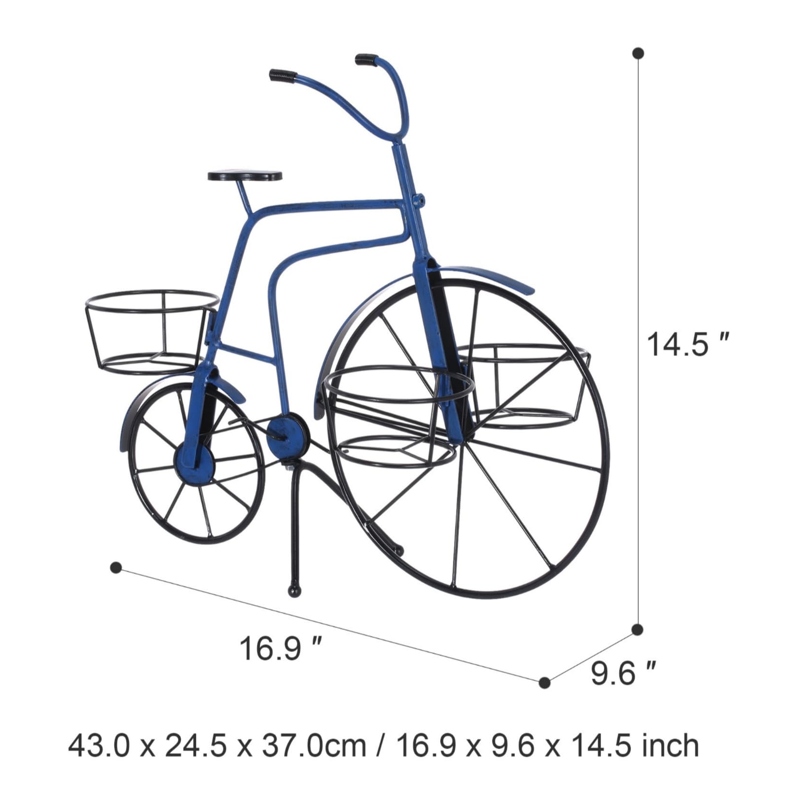 Porte-Plante En Forme Vélo sur Pied Support Pot Fleurs En Forme Vélo Extérieur Porte-Plante avec Roues pour Salon , Bleu