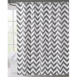 LanMeng Geometric Fabric Shower Curtain, Grey Chevron Off White (72-by-72 inches, 1)