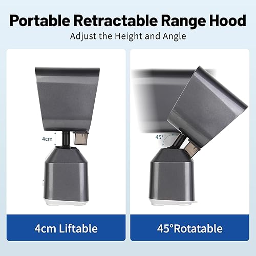 Miniatura 5 de Campana extractora portátil, campanas extractoras retráctiles de escritorio con ventilador de escape de 2 velocidades, filtro de aluminio