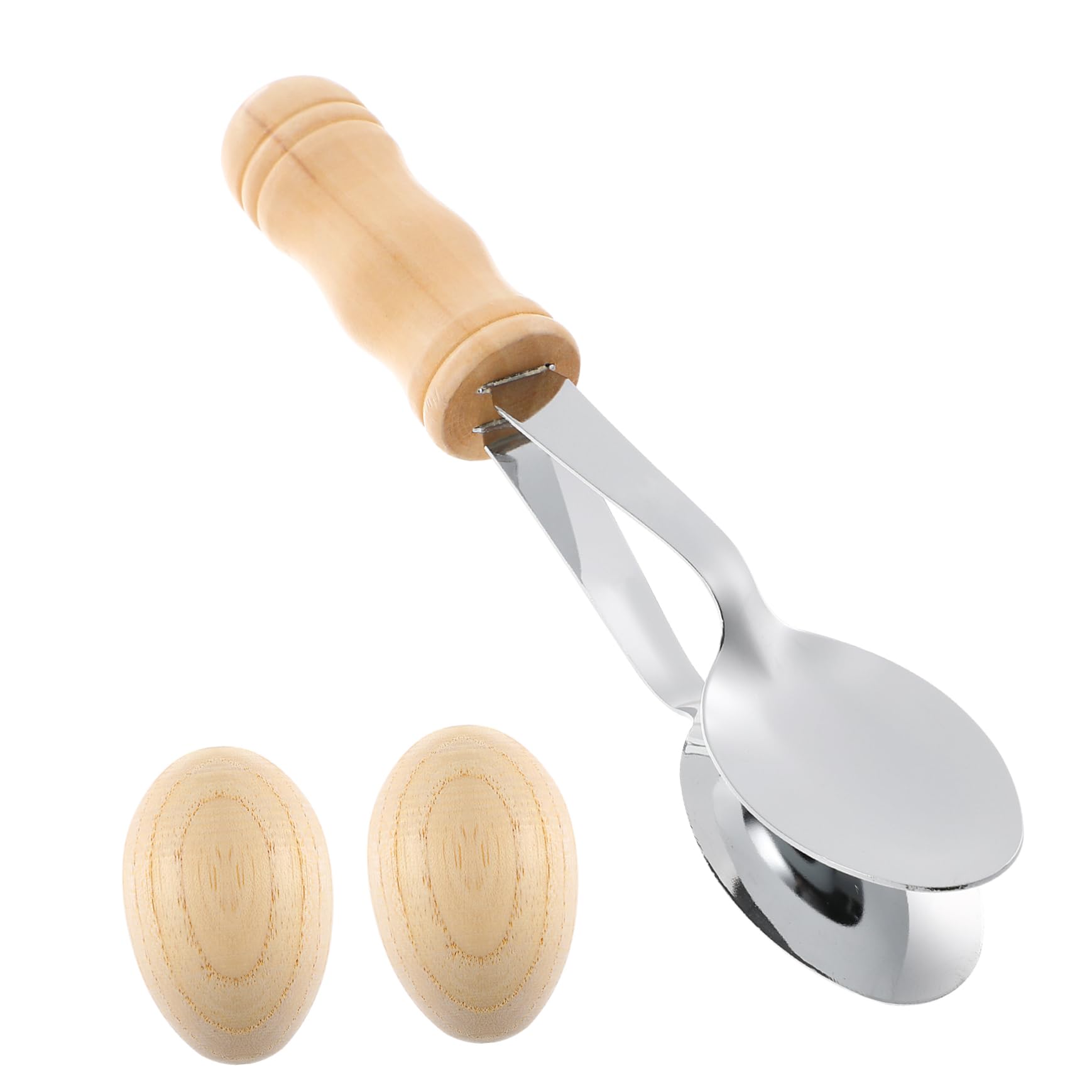 Yardwe Traditional Music Instruments 1 Set of Musical Spoons Metal Spoon Wooden Egg Percussion Instruments