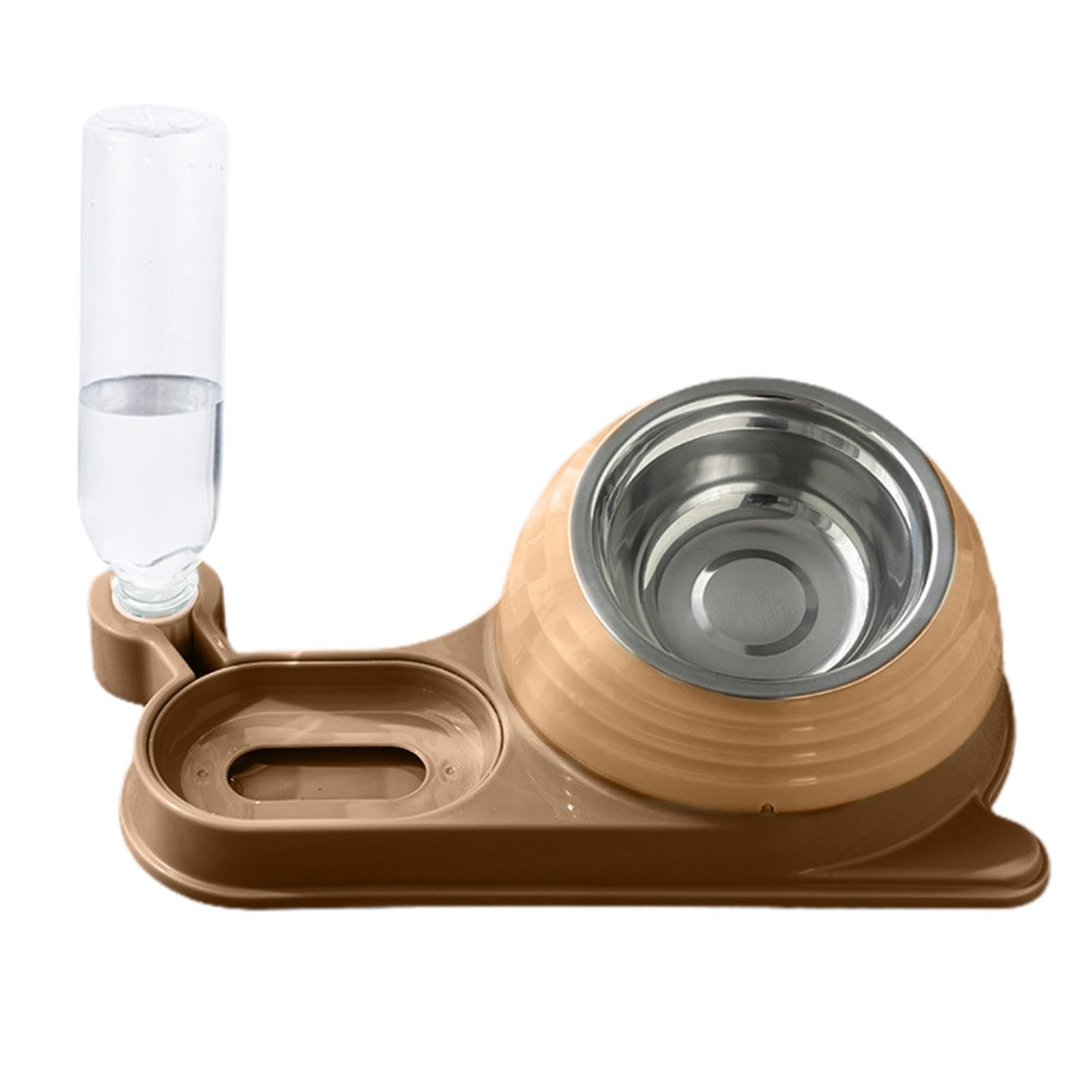 Comedero para Mascotas, Comedero for Gatos con dispensador de Agua - for Botella | Set comedero y Bebedero Inclinado Estable for Mascotas(Dark Brown)