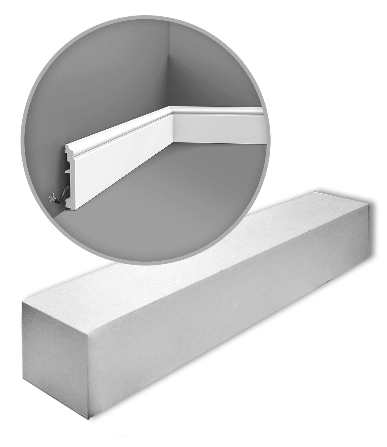 Plinthes Orac SX173-box-4 arrondi classique pour rénover le salon et masquer les fils