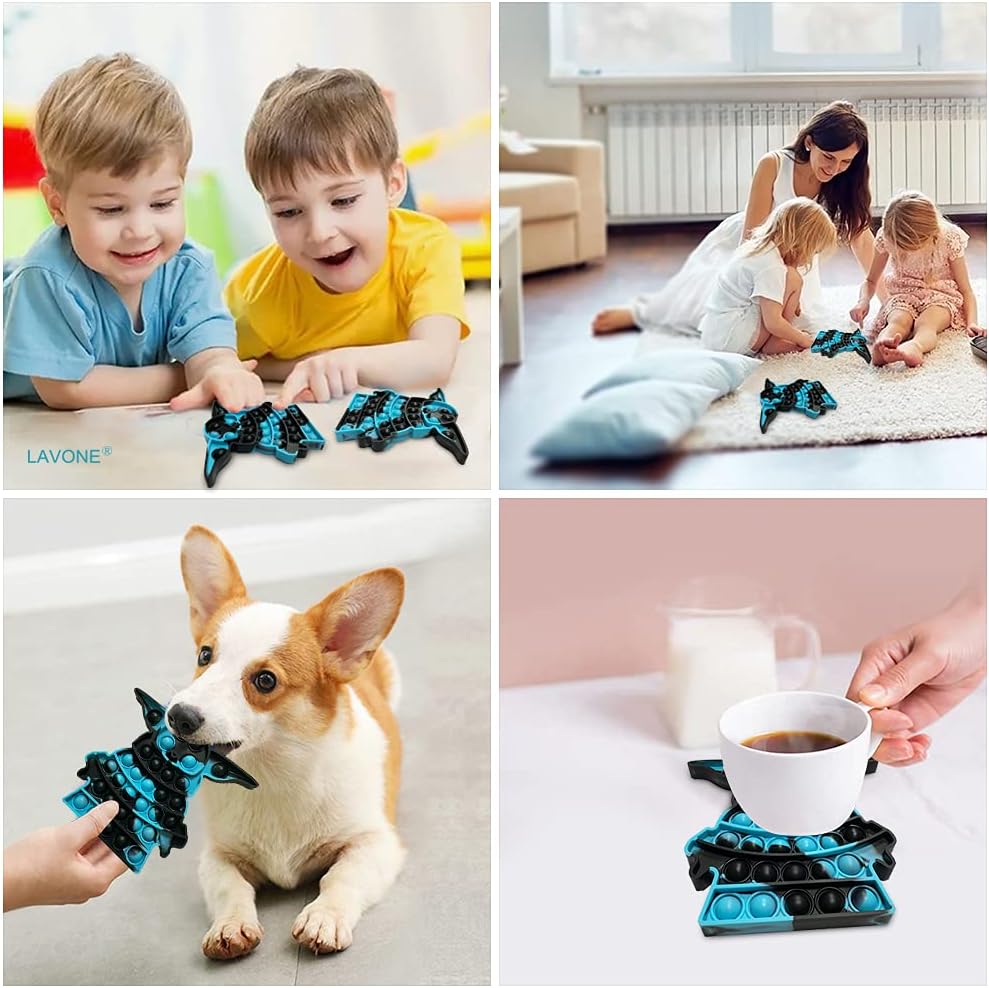 Fidget Toys, Push Bubble Fidgets Sensory Toy, Easter Basket Stuffers Stress Relief Pop Fidget Toy for Kids Adults - Blue Black