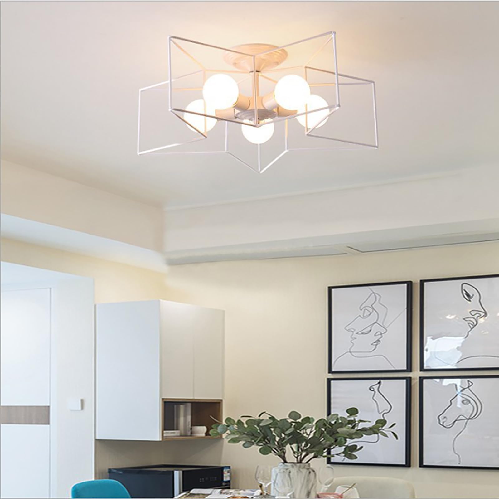 Plafonnier industrielle étoile dorée E27 pour chambre d'enfant - 8