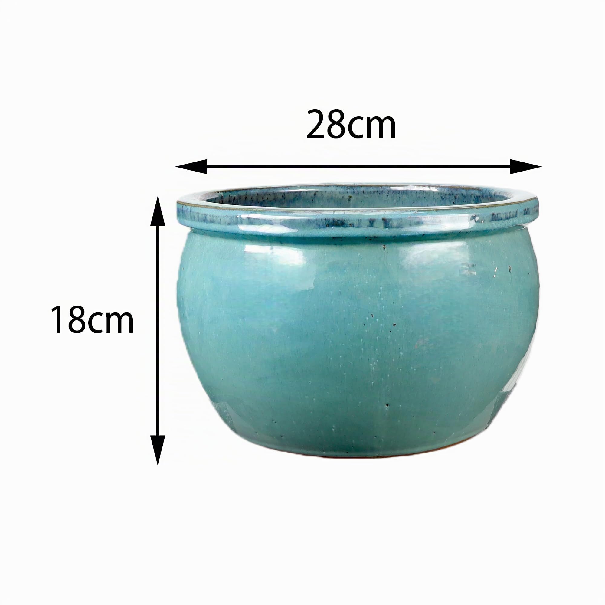 Steinzeug-Blumentopf/Pflanzkübel Bamboo Grün-Blau 28x18cm frostfest