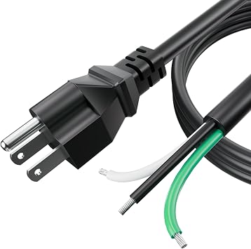 LaWana 6ft 12 Gauge 3 Prong Heavy Duty Replacement Power Supply Cord Cable 110V 115V 120V Pigtail,for Appliance, Power Tools,Compatible with Dishwashers,12 AWG 3 Conductor Wire Cable