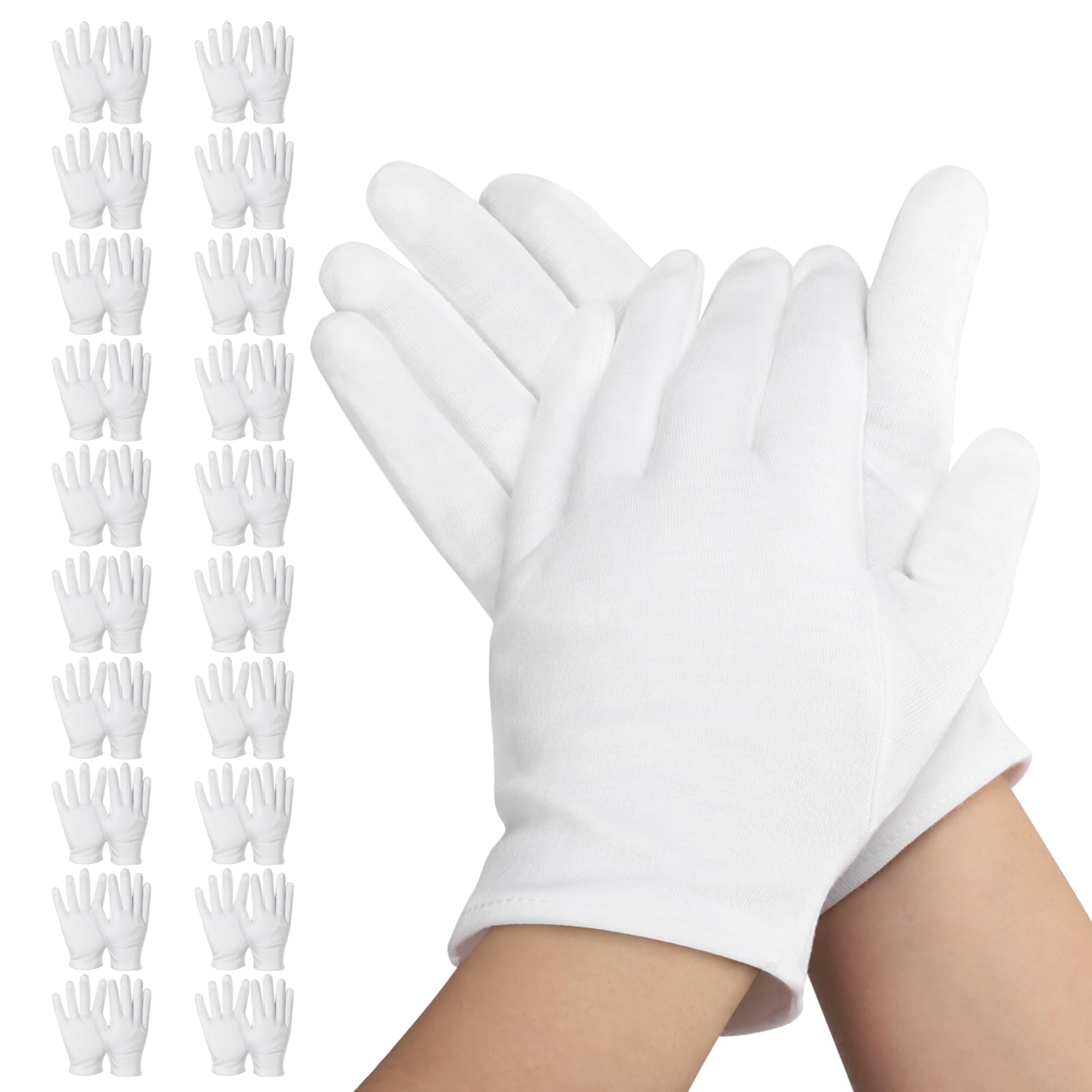 Einfa Cotton Gloves Small, 20 Pairs White Cotton Gloves for Dry Hands 20CM โ image 1