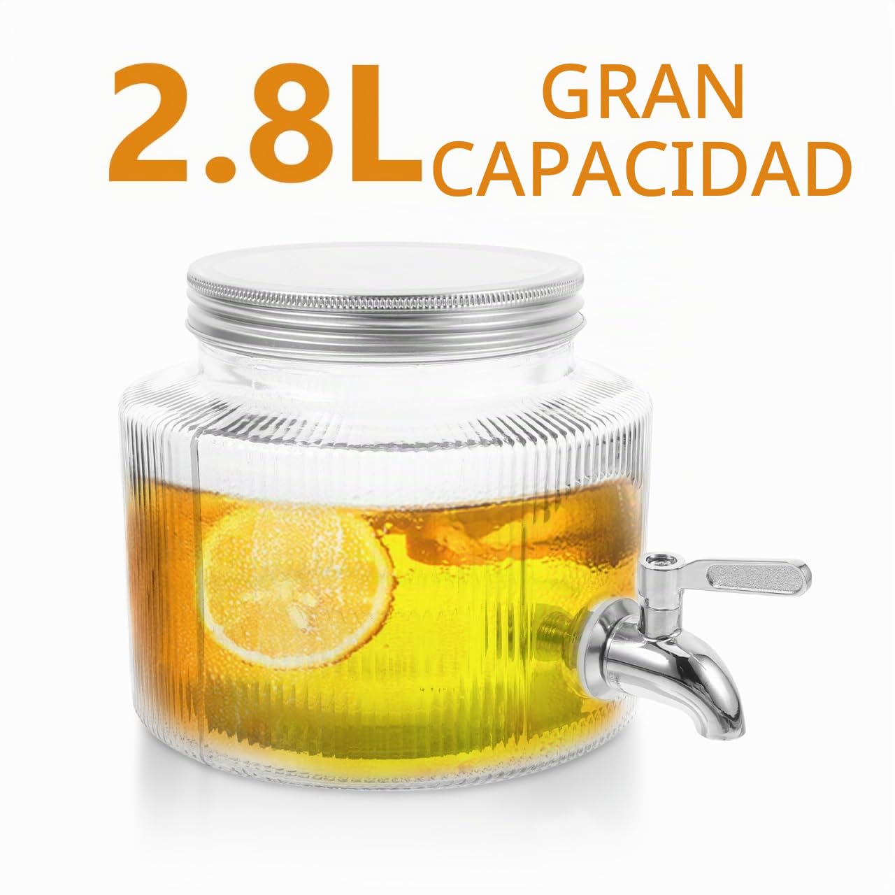 POPETPOP Dispensador De Vidrio Con Grifo Para Agua Fría Jarra De 7.08X7.08X5.70In Gran Capacidad Ideal Para Nevera Bebidas Frías Jugo Té Y Fiestas En Casa