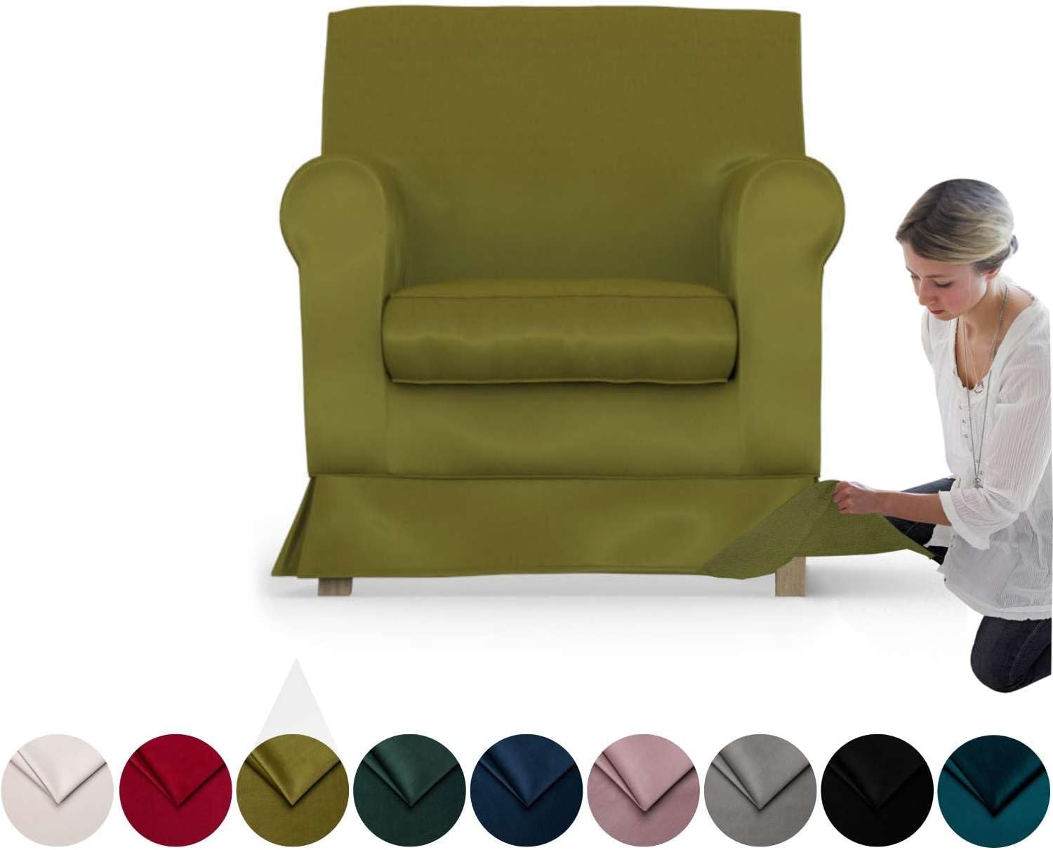 comfortly Cover for Jennylund Armchair, Replacement Slipcover, Heavy Duty 2 pcs Cover, Soft Durable Washable Pet-Friendly Fabric, Easy to Clean & Replace (Tiffany - Dark Green)