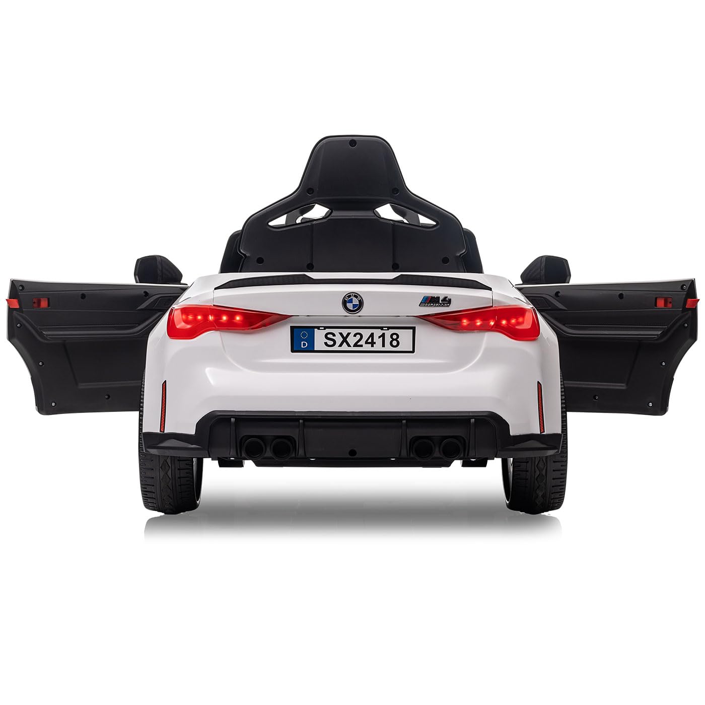 JAMARA 461865 Ride-on BMW M4 2,4 GHz Li-Power 12,6, samochód elektryczny dla dzieci od 3 lat, elektryczny fotel, pomysł na prezent, oświetlenie, uchwyt do noszenia, 2 biegi, klakson