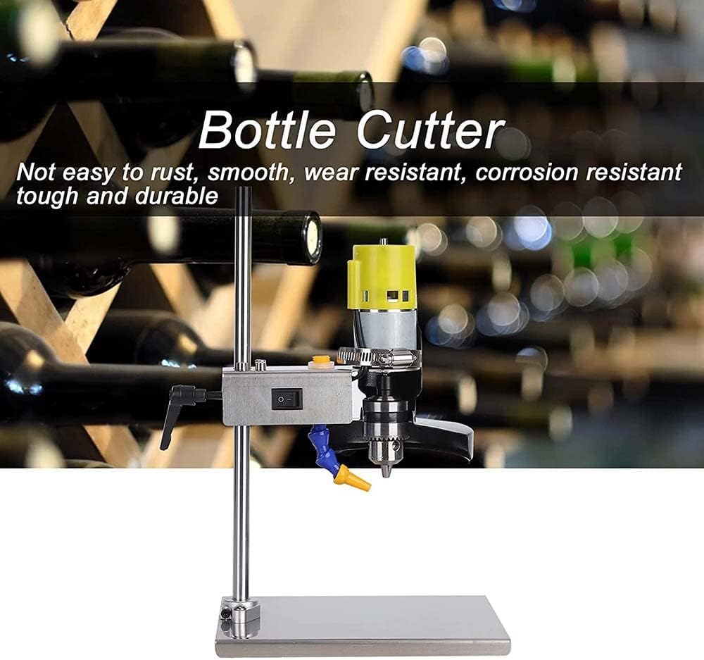 FAXIOAWA Cortador eléctrico de Botellas de Vidrio, máquina de puntuación de Botellas de Vidrio Redondas/cuadradas/ovaladas, Herramienta de Corte de Botellas con 2 Hojas de Sierra