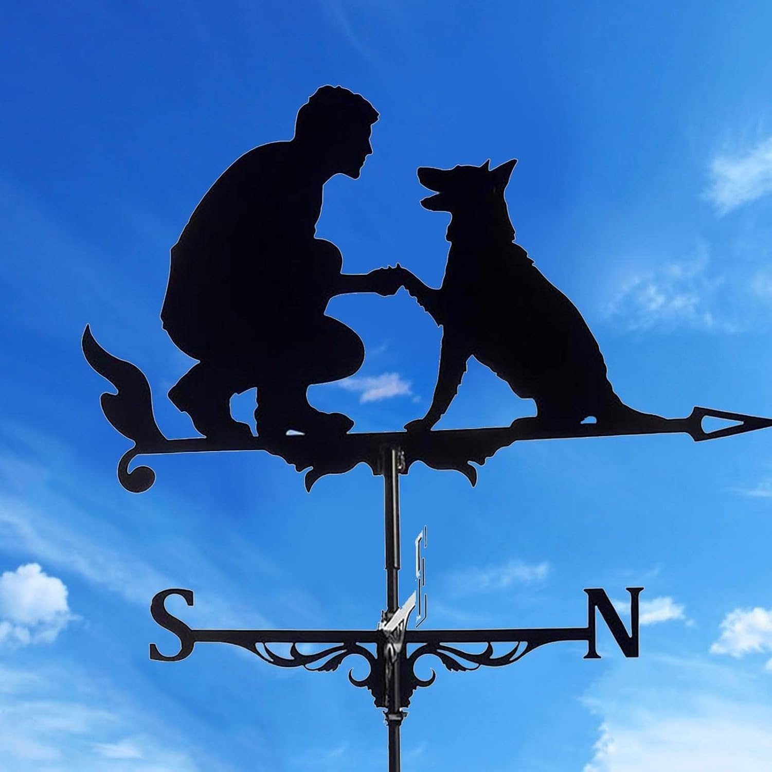 Girouette Métal 75 cm avec Homme et Chien