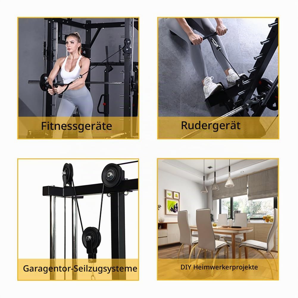 8 Stück 115mm Seilrolle Umlenkrolle, Universallager Riemenscheibe, Fitness-Zubehör Seilrollen, Nylon Umlenkrolle, Block Umlenkrollen, Drahtseilrolle für Gym Fitnessgeräte, Kabelmaschine, Garagentor
