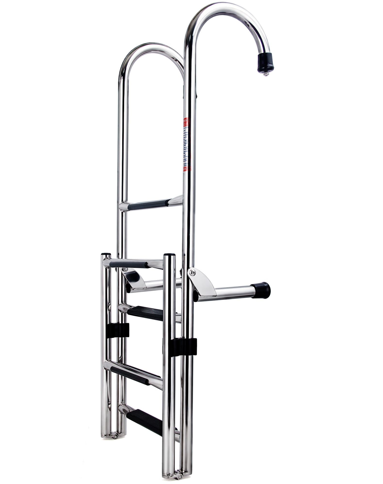 Escalera plegable de acero inoxidable de 5 escalones, escalera de barco resistente con escalones antideslizantes para pontón, muelle, piscina y RV