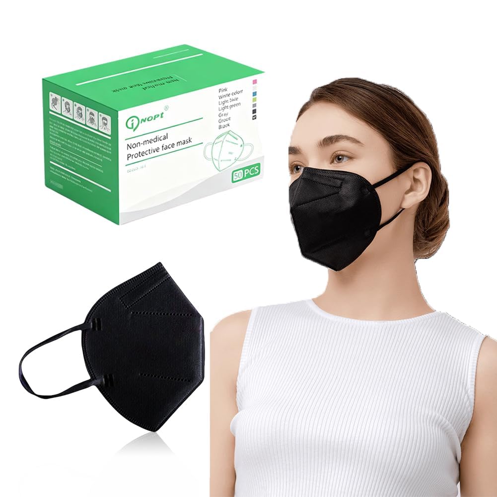 50 Pack Disposable Face Masks Ships from Canada, 5-Layer Black face mask, Individually Packaged Non-Woven Masks, Dust Mask (Black) image 6