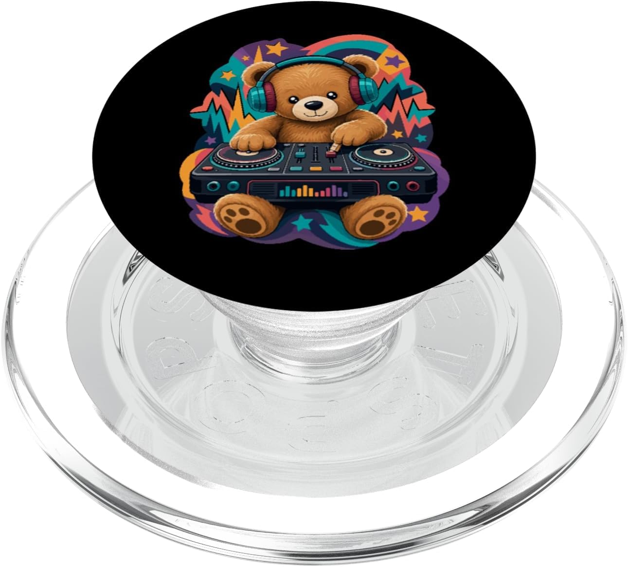 Cute Teddy Bear DJ Headphones Turntable Music PopSockets PopGrip for MagSafe