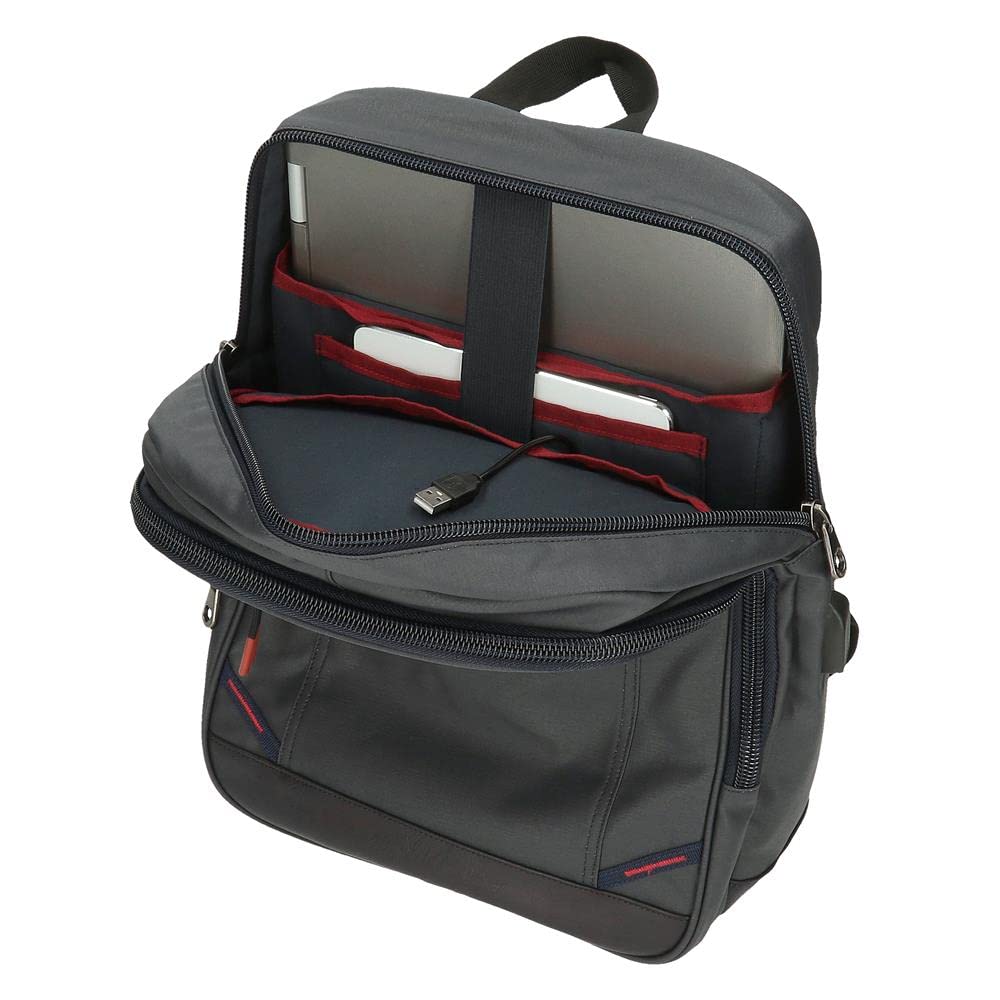 Pepe Jeans Hackney Mochila para Portátil Adaptable 15,6" Gris 28x40x14 cms Algodón, Poliéster y PU.