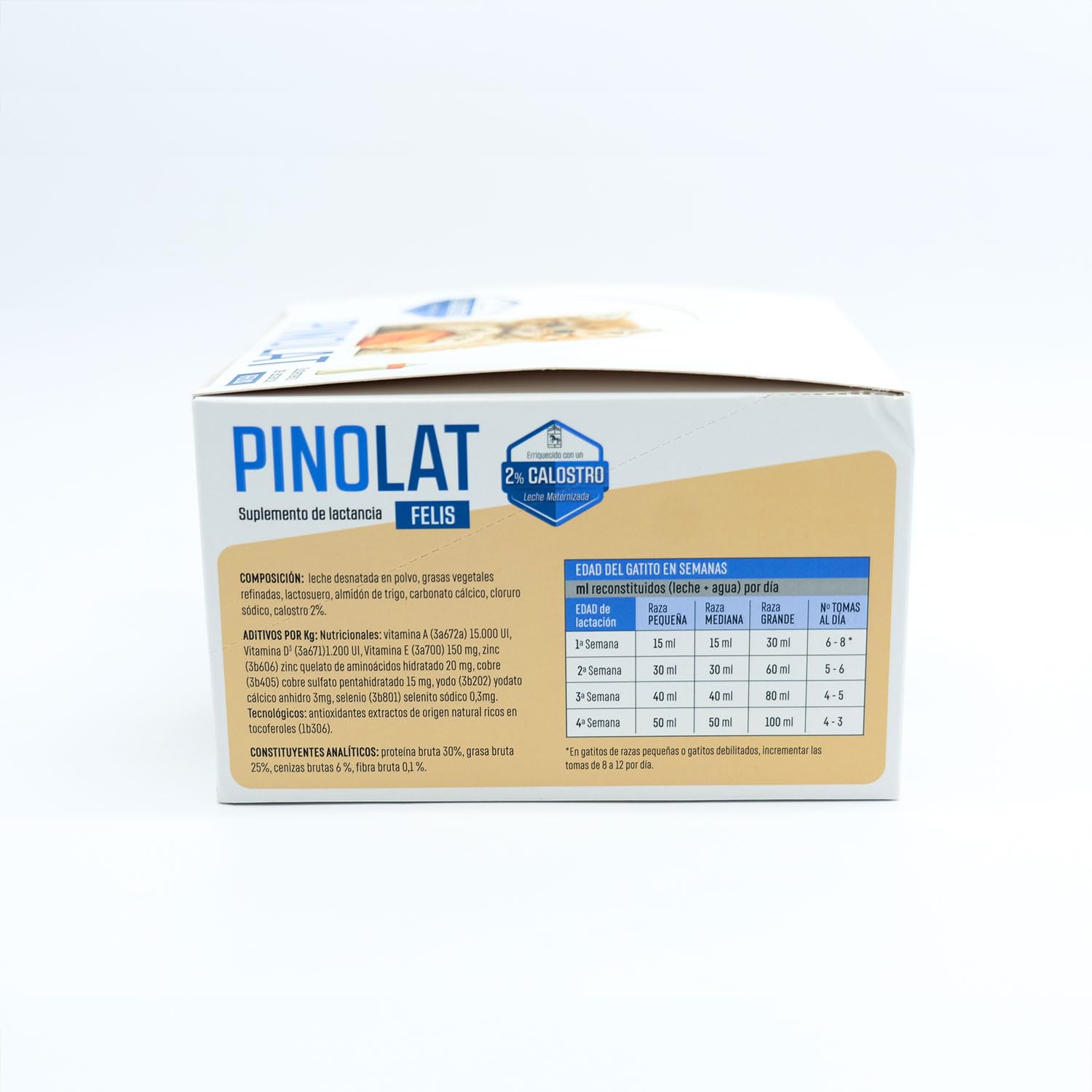 Laboratorios Pino Pinolat Felis Calostro Leche Maternizada para Cachorros de Gato con 2% Calostro – Lactancia Alternativa o Suplementaria – 30 Sobres Monodosis de 10 g