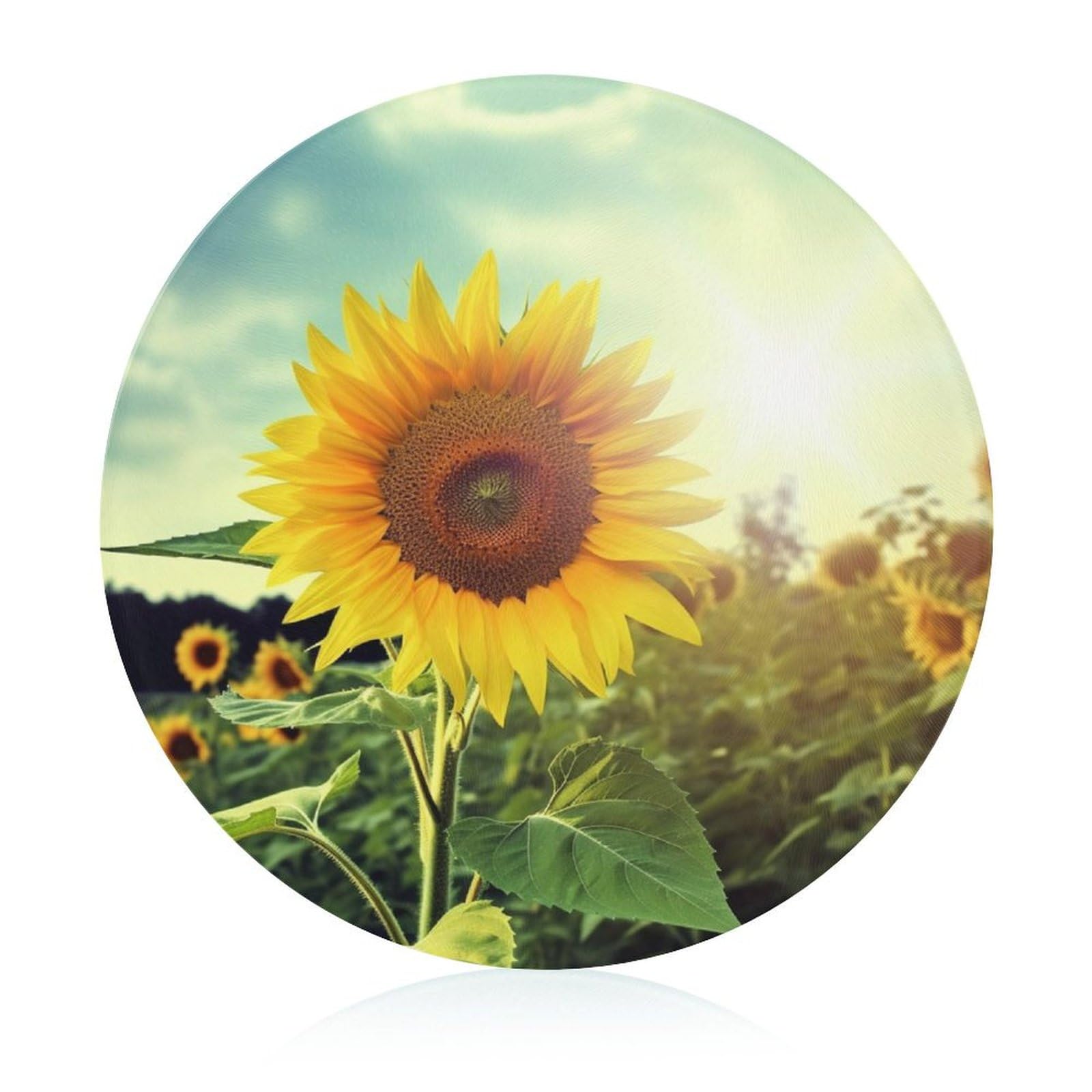 Bloc à découper beau tournesol en verre hygiénique anti-odeur et taches