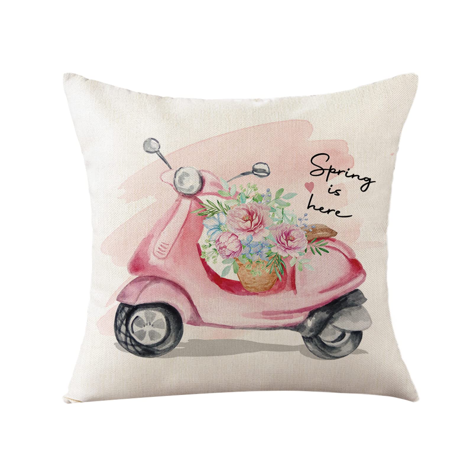 Sofa Fundas Cojines 60x60 Pack de 4 Cuadrado,Funda de Almohada Lino con Cremallera Invisible,Funda de Cojín Decoración para Hogar Sala Cama Jardín Silla Coche-Primavera de Acuarela