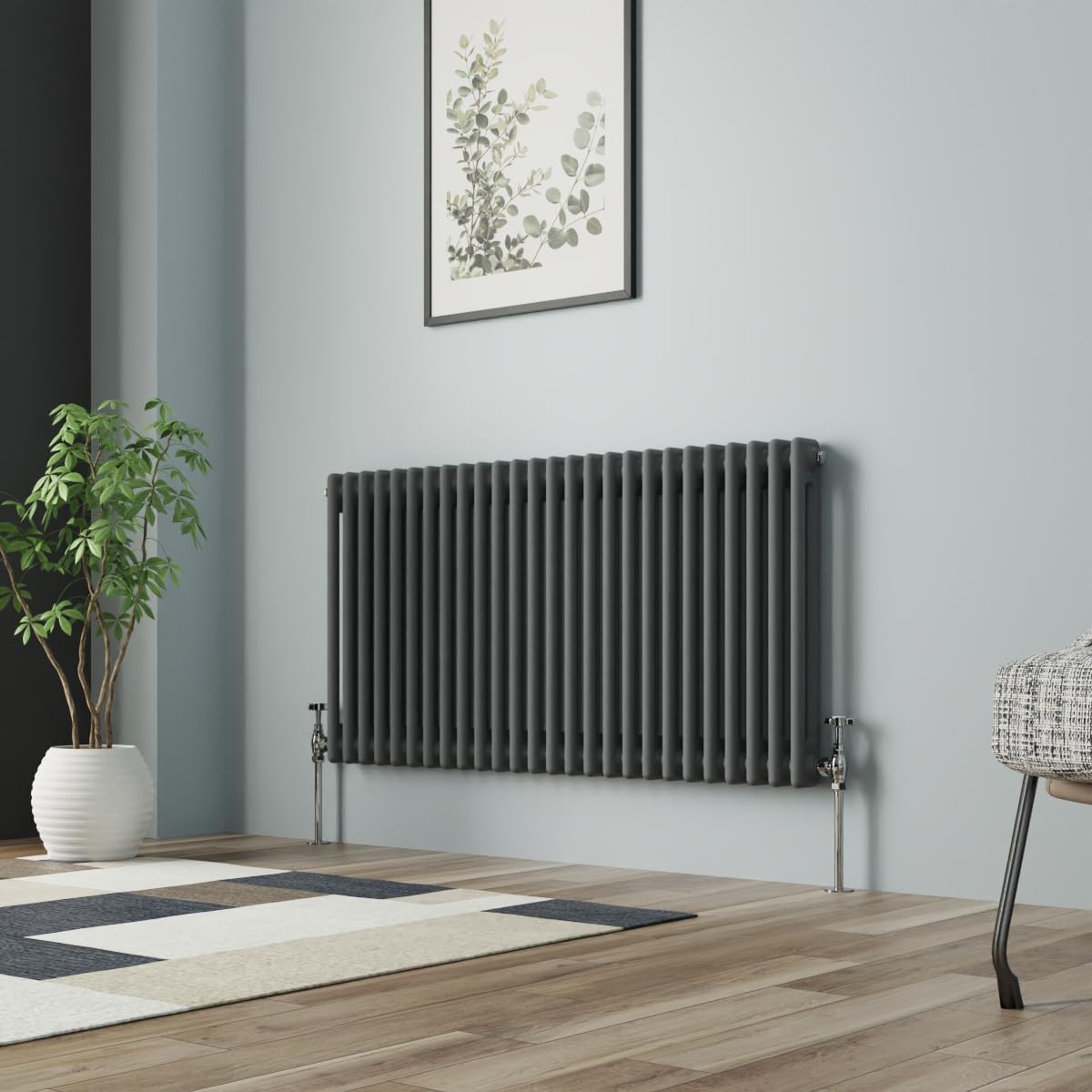 Nrg Anthracite Column Radiator 600X1190mm Double Traditional Cast Iron Style Heater Interior Designer Horizontal Bathroom Radiators