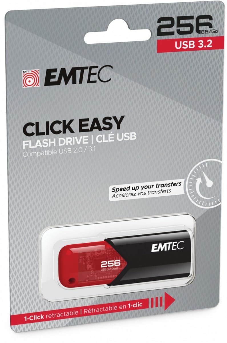 EMTEC USB-STICK 256GB B110 USB 3.2 CLICK EASY RED