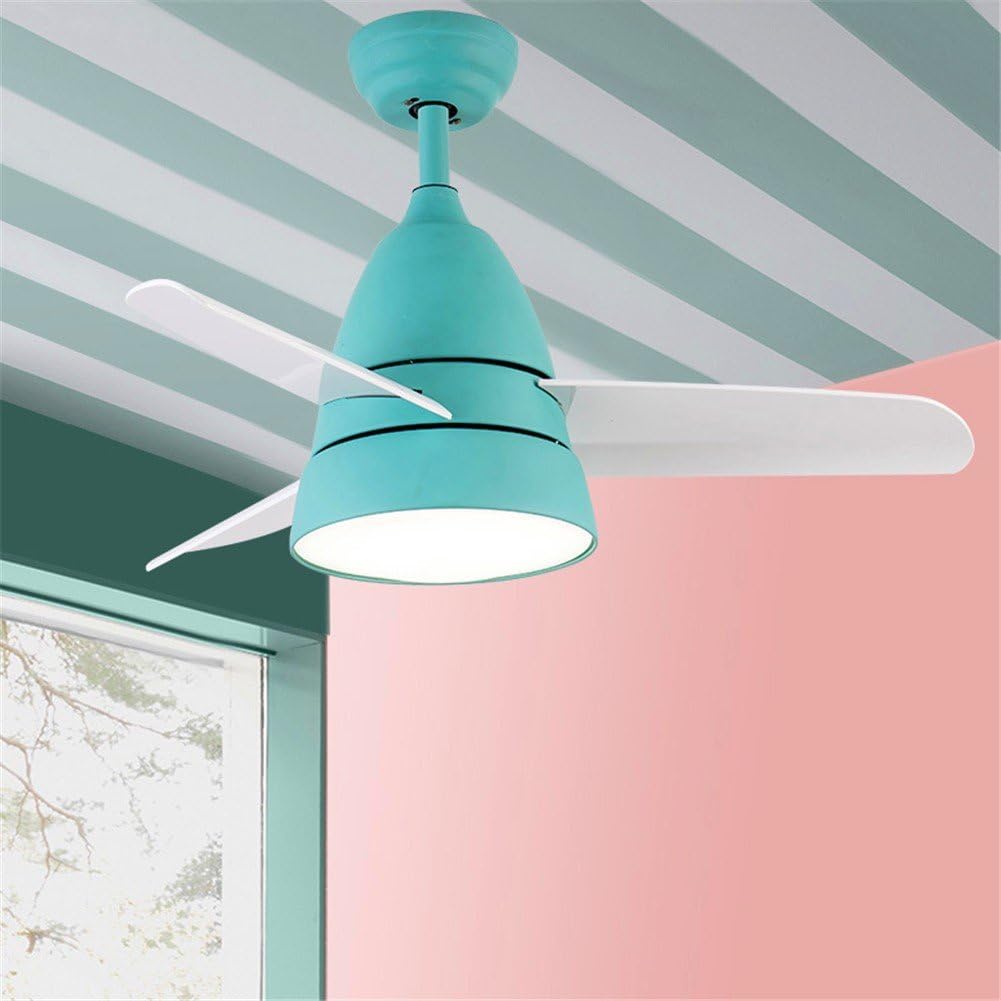 SADASD 36 inch Modern Minimalist Ceiling Fan Light for Living Room Bedroom Children's Room Chandelier with Remote Control Color Wood Leaf Fan Remote Control, Macarons 36 Inch - 3 Color Remote Control [Energy Class A+++]